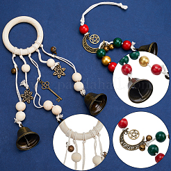 2Pcs 2 Style Iron Witch Bells Pendant Decorations&nbsp;HJEW-GF0001-42