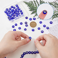 Handmade Evil Eye Lampwork Beads Strands&nbsp;LAMP-DC0001-21B