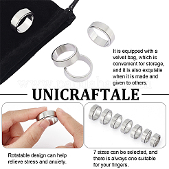 14Pcs 7 Size 304 Stainless Steel Plain Rotating Finger Rings Set&nbsp;RJEW-UN0002-68P