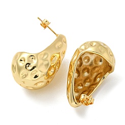 Rack Plated Teardrop Hammered Brass Stud Earrings for Women&nbsp;EJEW-Z048-15B-G