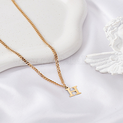 1Pc 304 Stainless Steel Letter Pendant Necklaces&nbsp;NJEW-LP0001-33H-G