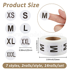14 Rolls 7 Styles Paper Self-Adhesive Clothing Size Labels Sticker Rolls&nbsp;DIY-FH0008-54