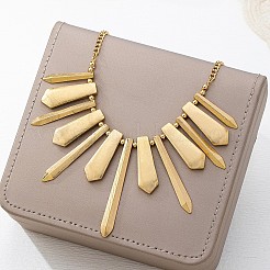 Alloy Spilked Spiked Fan Pendant Bib Necklaces for Women&nbsp;WG621B7-01