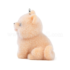 Animal Theme Flocky Opaque Resin Pendants&nbsp;RESI-H042-01P-03