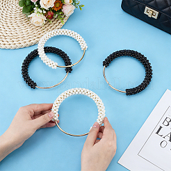 4Pcs 2 Colors Resin Imitation Pearl Beaded Iron Ring Bag Handles&nbsp;FIND-PH0038-56