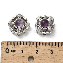 Brass Pave Natural Amethyst Multi-Strand Links&nbsp;KK-D366-01P-J
