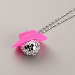 Resin Hat with Plastic Disco Ball Pendant with Ball Chains for Car Mirror Hanging Accessories&nbsp;NJEW-WH0002-20