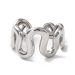 Rack Plating Brass Twist Wave Open Cuff Rings for Women&nbsp;RJEW-Q777-07P