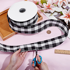 Polyester Tartan Wired Ribbon&nbsp;OCOR-WH0077-087A