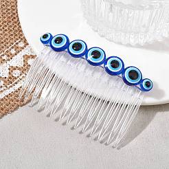 Resin Evil Eye Bead & Plastic Hair Combs&nbsp;PHAR-JH00093-02