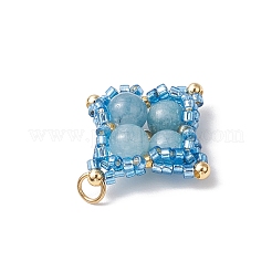 Natural & Synthetic Mixed Gemstone & Glass Seed Beaded Star Pendants&nbsp;PALLOY-MZ00691