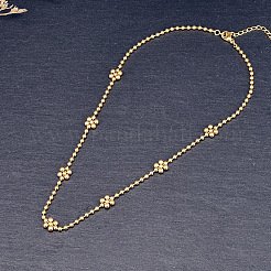 304 Stainless Steel Flower Link Ball Chain Necklaces for Women&nbsp;FS-WG0014C-01