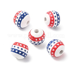 Independence Day Themes Wood European Beads&nbsp;WOOD-I014-01C