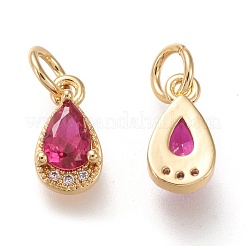 Brass Micro Pave Clear Cubic Zirconia Charms&nbsp;KK-F820-15-G