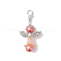 5Pcs Glass Pearl & Acrylic Angel Pendant Decorations&nbsp;HJEW-JM04514