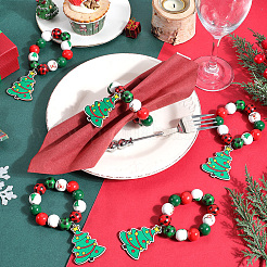 Christmas Tree Wood Beaded Napkin Rings&nbsp;AJEW-SC00038