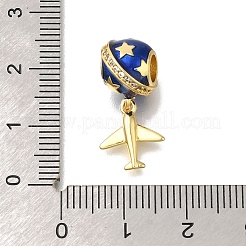 Brass Blue Enamel European Dangle Charms&nbsp;KK-M101-09G