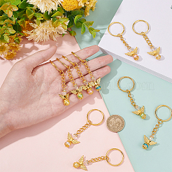10Pcs 10 Color Tibetan Style Alloy Angeltee with ABS Plastic Imitation Pearl Beaded Charms Keychains&nbsp;KEYC-PH01510