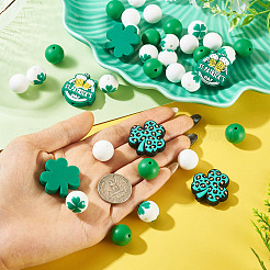 36Pcs 6 Styles Saint Patrick's Day Theme Silicone Beads&nbsp;SIL-TA0003-48