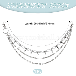 1Pc Unisex Rivet Alloy 3 Layered Waist Chain Belts&nbsp;AJEW-CY0002-26P