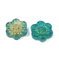 Baking Paint and Golden Metal Enlaced Glass Beads&nbsp;DGLA-T004-09B