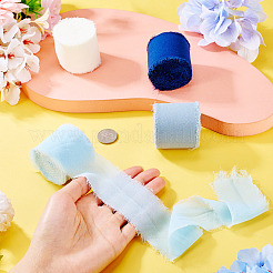 4 Rolls 4 Colors Frayed Polyester Ribbon&nbsp;OCOR-TA0002-87C