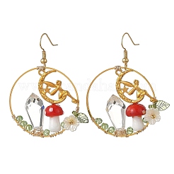 Brass Glass Dangle Earrings&nbsp;EJEW-JE07514