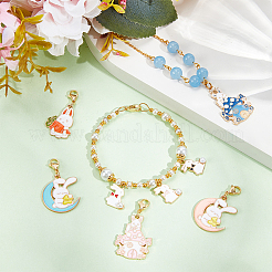 Alloy Enamel with Pearl Rabbit Pendant Stitch Markers&nbsp;HJEW-AB00288