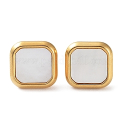 6 Pair 2 Color Square Natural Shell Stud Earrings&nbsp;EJEW-A024-01