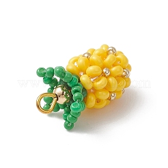 Brass Glass Seed Beaded Pendants&nbsp;PALLOY-MZ01107
