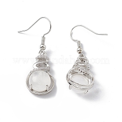 Natural Quartz Crystal Gourd Dangle Earrings with Crystal Rhinestone&nbsp;EJEW-A092-04P-22