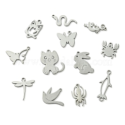 30Pcs 15 Styles 201 Stainless Steel Pendants&nbsp;STAS-CJ0003-18