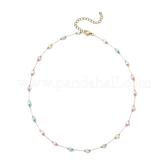 Dyed Disc Natural Shell & 304 Stainless Steel Link Chain Necklaces&nbsp;NJEW-JN05452