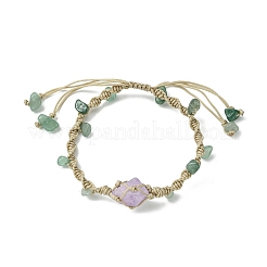 Dyed Natural Quartz Crystal & Green Aventurine Chips Braided Bead Bracelet&nbsp;BJEW-TA00351