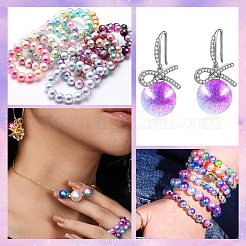 880Pcs Rainbow ABS Plastic Imitation Pearl Beads&nbsp;OACR-SP0001-19