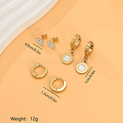 3 Pairs 304 Stainless Steel Flat Round Stud Earring Sets&nbsp;TZ7718-4