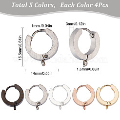 20Pcs 5 Style Stainless Steel Huggie Hoop Earrings Findings&nbsp;STAS-SC0004-51