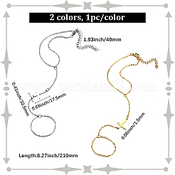 2Pcs 2 Colors Stainless Steel Cross Link Finger Ring Bracelets&nbsp;BJEW-CY0001-08