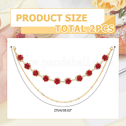 Alloy with Plastic Pearl and Brass Boot Strap Chains&nbsp;HJEW-HS00059