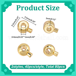 80Pcs 2 Styles Brass Crimp Beads&nbsp;KK-ME0004-70