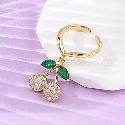 Brass Micro Pave Cubic Zirconia Open Cuff Rings for Women&nbsp;RJEW-U057-15G