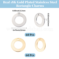 120Pcs 2 Colors 201 Stainless Steel Charms&nbsp;STAS-BC0010-54