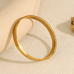304 Stainless Steel Hollow Honeycomb Hinged Cuff Bangles for Women&nbsp;WG2AC81-01