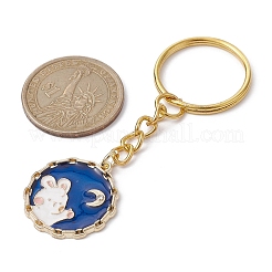 Moon/Flat Round with Rabbit Alloy Enamel Pendant Keychain&nbsp;KEYC-JKC00623