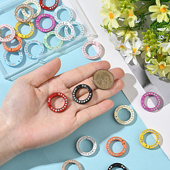 24Pcs 12 Colors Zinc Alloy Rhinestone Spring Gate Rings&nbsp;FIND-SC0019-50A