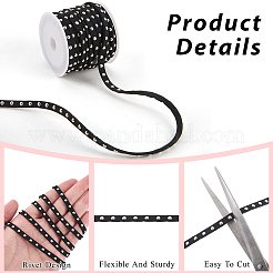 3 Rolls 3 Colors Flat Faux Suede Cord with Alloy Rivets&nbsp;LW-CL0001-08B