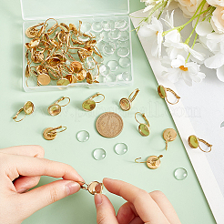 DIY Half Round 304 Stainless Steel & Glass Leverback Earring Jewelry Kits&nbsp;DIY-UN0006-07