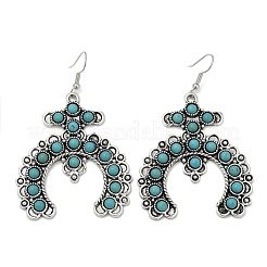 Alloy Synthetic Turquoise Dangle Earrings for Women&nbsp;LS-EJEW-U053-10AS-02