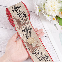 1 Roll Printed Polyester Imitation Burlap Ribbons&nbsp;OCOR-GO0001-08