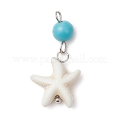 Dyed Round Synthetic Turquoise & Natural Mixed Shell Pendants&nbsp;PALLOY-JF03811
